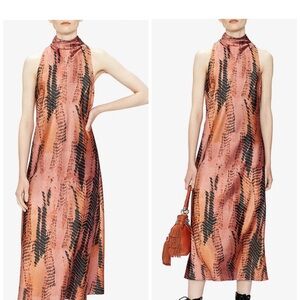Ted Baker Sleeveless Orange and Black Midi Dress